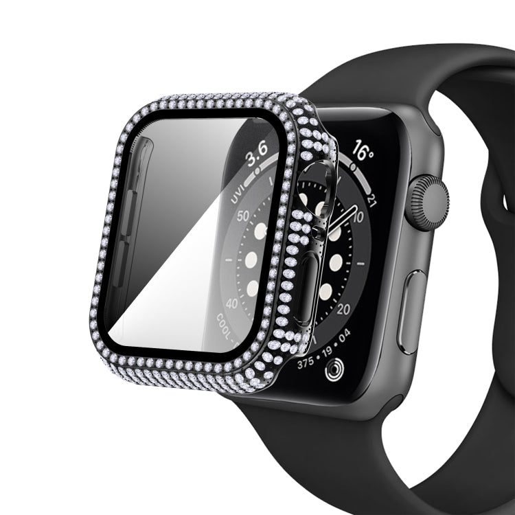 Coque de montre en PC diamant + verre trempé pour Apple Watch Series, 6&SE&5&4 40mm, 6&SE&5&4 44mm