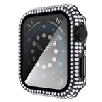 Coque de montre en PC diamant + verre trempé pour Apple Watch Series, 6&SE&5&4 40mm, 6&SE&5&4 44mm