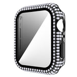 Coque de montre en PC diamant + verre trempé pour Apple Watch Series, 6&SE&5&4 40mm, 6&SE&5&4 44mm