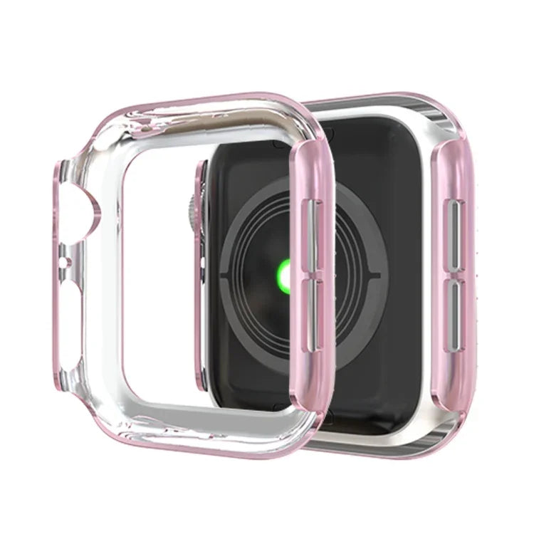 Boîtier de montre PC avec diamants double rangée pour Apple Watch Series 7 41 mm, 7 45 mm