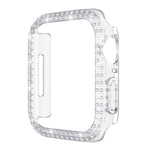 Boîtier de montre PC avec diamants double rangée pour Apple Watch Series 7 41 mm, 7 45 mm