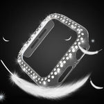 Boîtier de montre PC avec diamants double rangée pour Apple Watch Series 7 41 mm, 7 45 mm