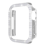 Boîtier de montre PC avec diamants double rangée pour Apple Watch Series 7 41 mm, 7 45 mm