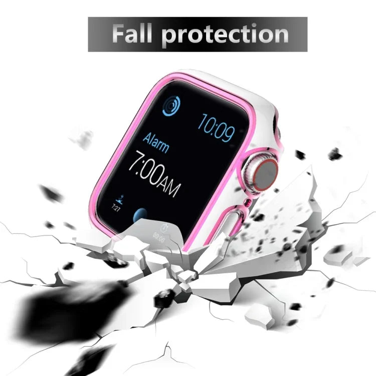 Coque de montre en PC bicolore plaquée pour Apple Watch Series, 6&SE&5&4 40mm, 6&SE&5&4 44mm