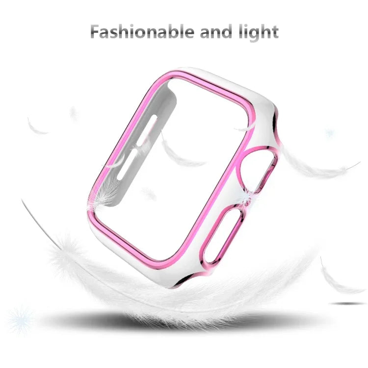 Coque de montre en PC bicolore plaquée pour Apple Watch Series, 6&SE&5&4 40mm, 6&SE&5&4 44mm