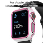 Coque de montre en PC bicolore plaquée pour Apple Watch Series, 6&SE&5&4 40mm, 6&SE&5&4 44mm