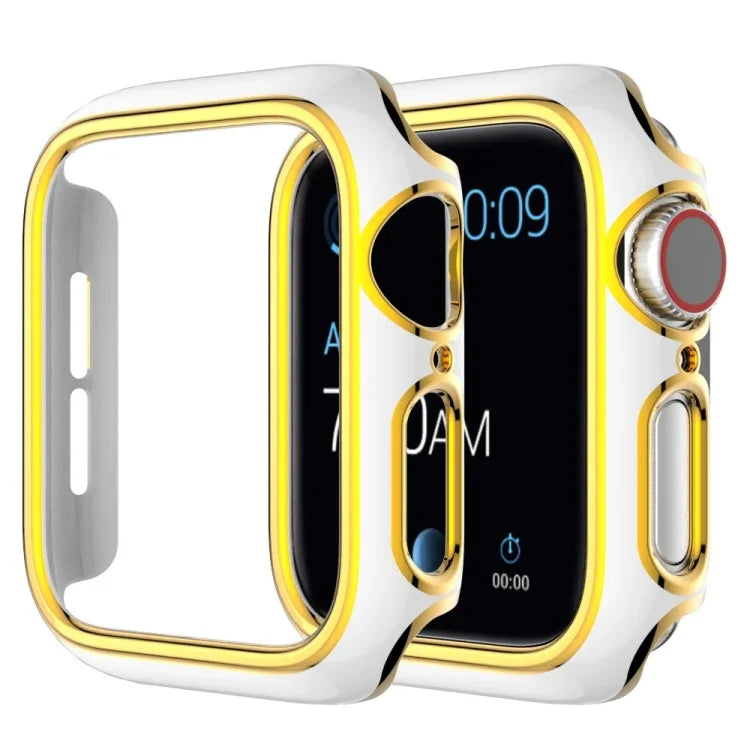 Coque de montre en PC bicolore plaquée pour Apple Watch Series, 6&SE&5&4 40mm, 6&SE&5&4 44mm