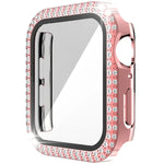 Coque de montre double rangée en PC diamant + verre trempé pour Apple Watch Series, 6&SE&5&4 40mm, 6&SE&5&4 44mm, 6&SE&5&4 40mm / 3&2&1 38mm