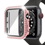 Coque de montre double rangée en PC diamant + verre trempé pour Apple Watch Series, 6&SE&5&4 40mm, 6&SE&5&4 44mm, 6&SE&5&4 40mm / 3&2&1 38mm