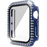 Coque de montre double rangée en PC diamant + verre trempé pour Apple Watch Series, 6&SE&5&4 40mm, 6&SE&5&4 44mm, 6&SE&5&4 40mm / 3&2&1 38mm