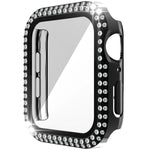 Coque de montre double rangée en PC diamant + verre trempé pour Apple Watch Series, 6&SE&5&4 40mm, 6&SE&5&4 44mm, 6&SE&5&4 40mm / 3&2&1 38mm