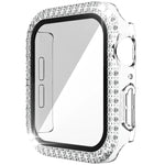 Coque de montre double rangée en PC diamant + verre trempé pour Apple Watch Series, 6&SE&5&4 40mm, 6&SE&5&4 44mm, 6&SE&5&4 40mm / 3&2&1 38mm