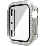 Coque de montre double rangée en PC diamant + verre trempé pour Apple Watch Series, 6&SE&5&4 40mm, 6&SE&5&4 44mm, 6&SE&5&4 40mm / 3&2&1 38mm