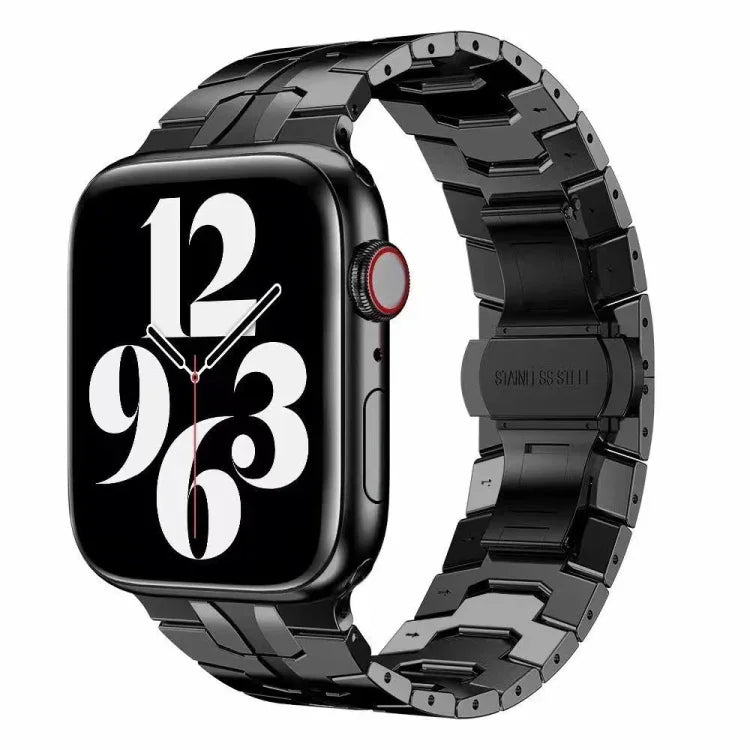 Bracelet de montre en métal avec boucle papillon pour Apple Watch Series, 7 41mm / 6&SE&5&4 40mm / 3&2&1 38mm, 7 45mm / 6&SE&5&4 44mm / 3&2&1 42mm