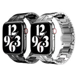 Bracelet de montre en métal avec boucle papillon pour Apple Watch Series, 7 41mm / 6&SE&5&4 40mm / 3&2&1 38mm, 7 45mm / 6&SE&5&4 44mm / 3&2&1 42mm
