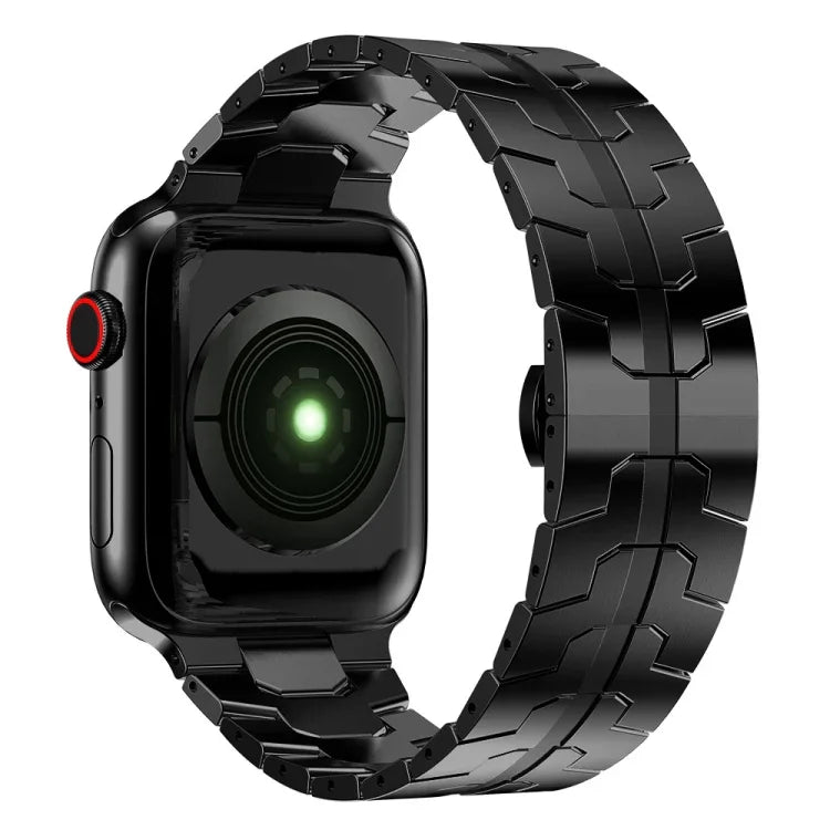Bracelet de montre en métal avec boucle papillon pour Apple Watch Series, 7 41mm / 6&SE&5&4 40mm / 3&2&1 38mm, 7 45mm / 6&SE&5&4 44mm / 3&2&1 42mm