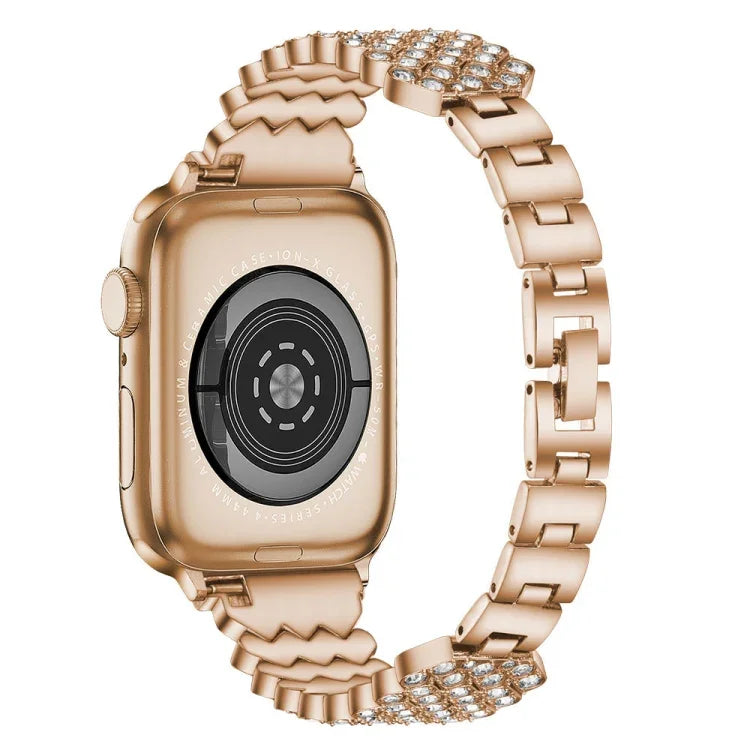 Bracelet de Montre en Métal Cœur Diamant pour Apple Watch Series, 7 41mm / 6&SE&5&4 40mm / 3&2&1 38mm, 7 45mm / 6&SE&5&4 44mm / 3&2&1 42mm