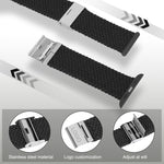 Bracelet en nylon tressé pour Apple Watch Series, 7 41mm / 6&SE&5&4 40mm / 3&2&1 38mm, 7 45mm / 6&SE&5&4 44mm / 3&2&1 42mm