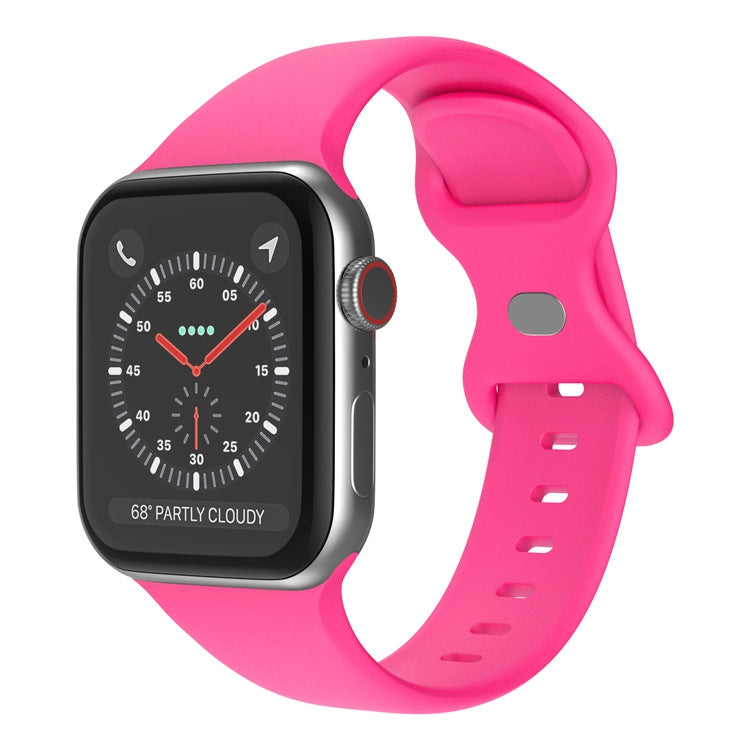Bracelet de montre en silicone à boucle papillon, Taille : S Pour Apple Watch Series, 7 41 mm / 6&SE&5&4 40 mm / 3&2&1 38 mm