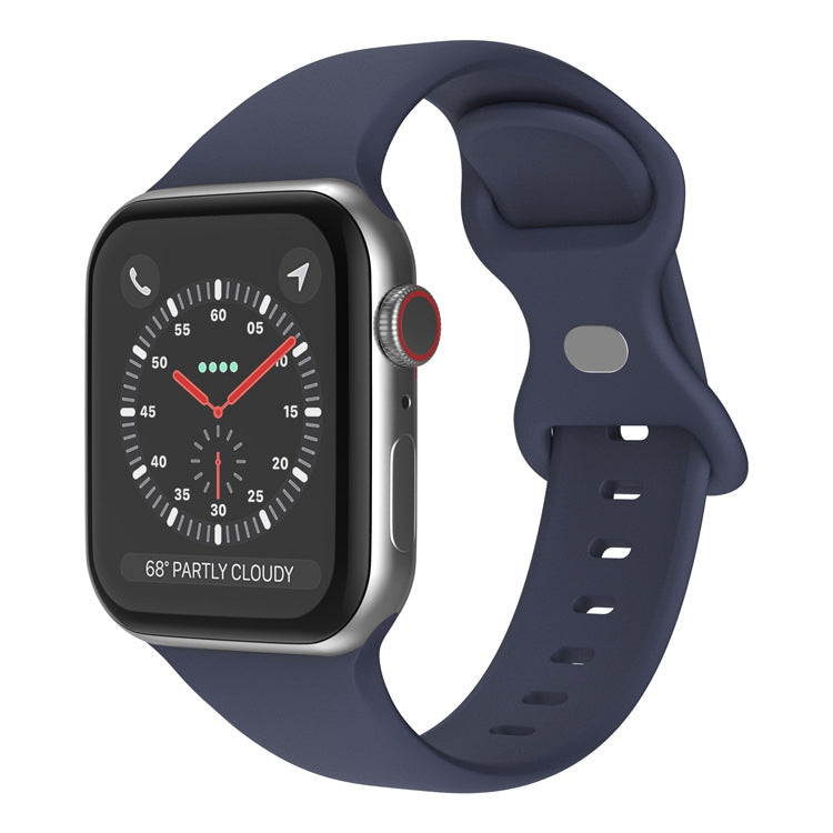 Bracelet de montre en silicone à boucle papillon, Taille : S Pour Apple Watch Series, 7 41 mm / 6&SE&5&4 40 mm / 3&2&1 38 mm