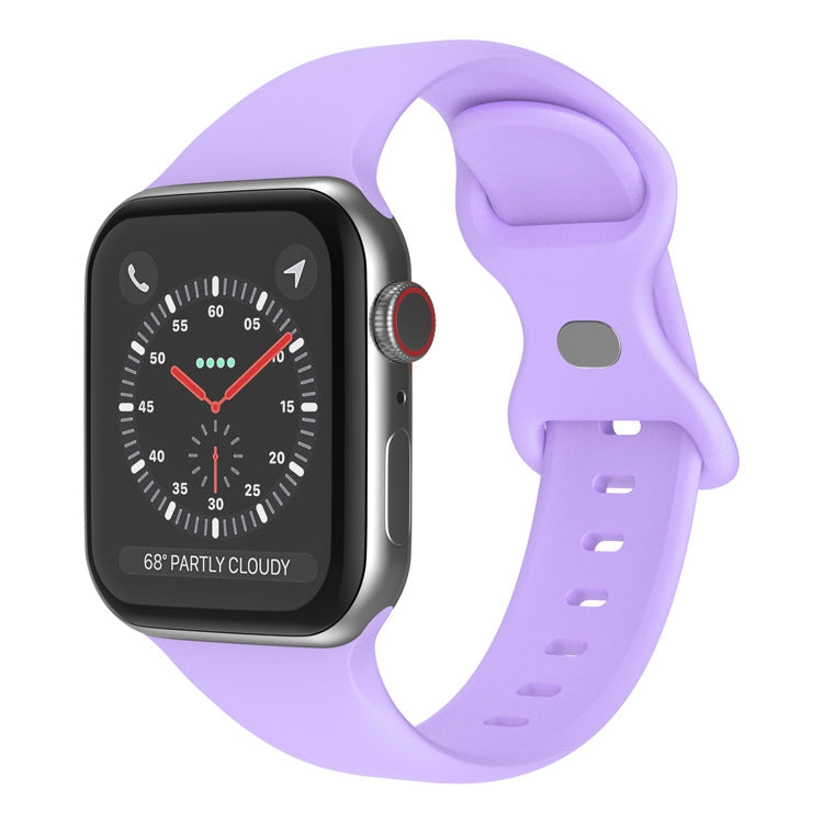 Bracelet de montre en silicone à boucle papillon, Taille : S Pour Apple Watch Series, 7 41 mm / 6&SE&5&4 40 mm / 3&2&1 38 mm