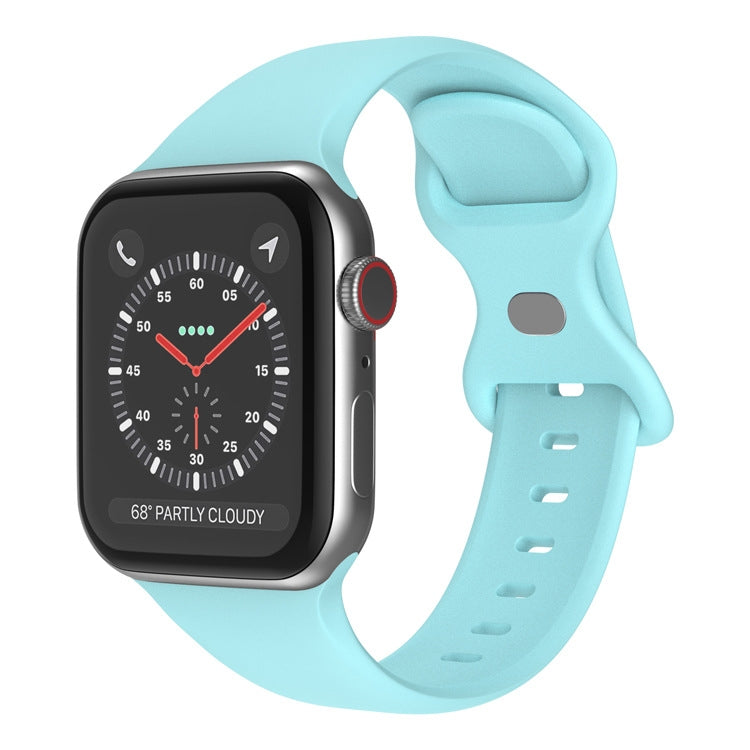 Bracelet de montre en silicone à boucle papillon, Taille : S Pour Apple Watch Series, 7 41 mm / 6&SE&5&4 40 mm / 3&2&1 38 mm