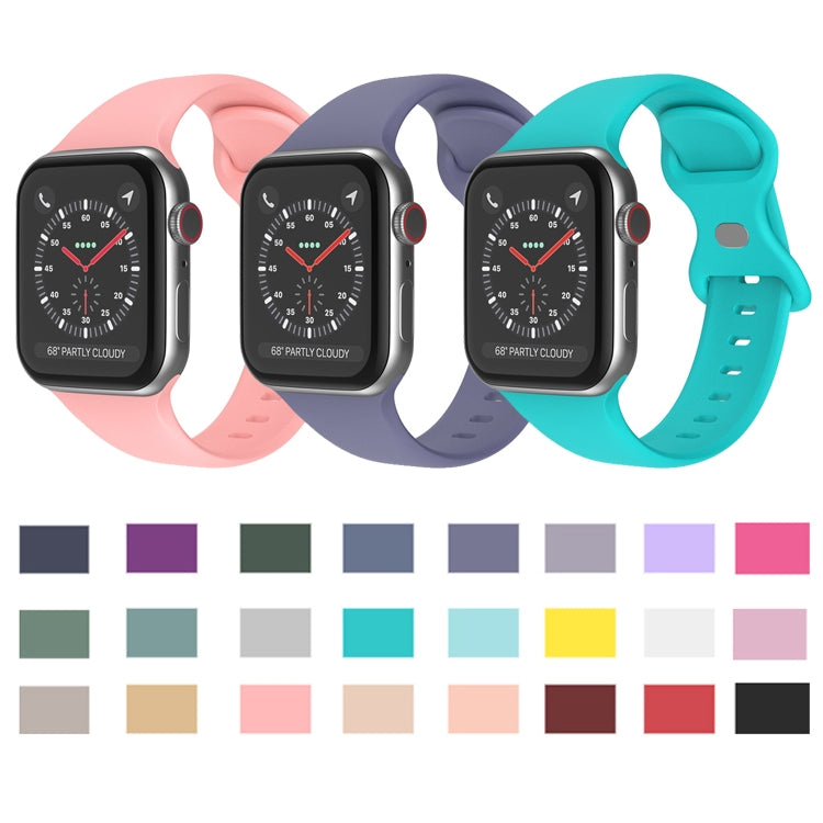 Bracelet de montre en silicone à boucle papillon, Taille : S Pour Apple Watch Series, 7 41 mm / 6&SE&5&4 40 mm / 3&2&1 38 mm