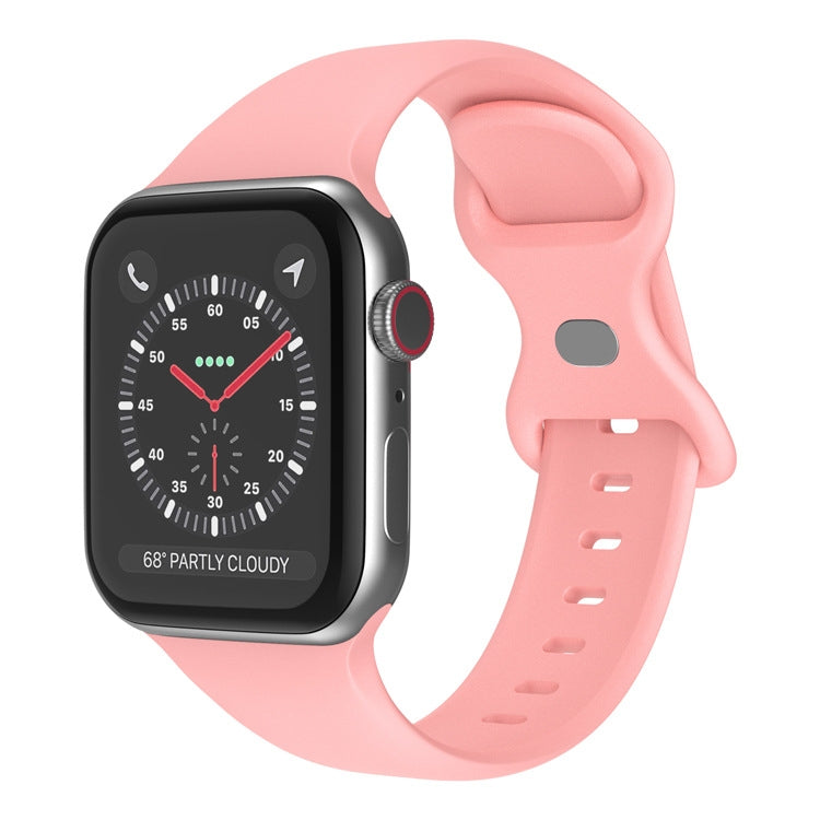 Bracelet de montre en silicone à boucle papillon, taille : L pour Apple Watch Series 7 41 mm / 6&SE&5&4 40 mm / 3&2&1 38 mm