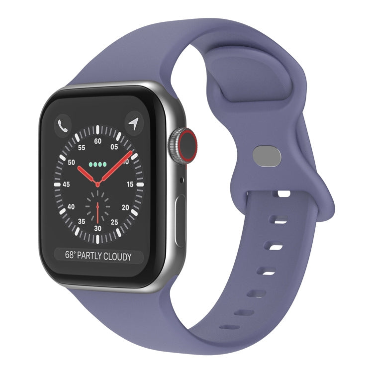 Bracelet de montre en silicone à boucle papillon, taille : L pour Apple Watch Series 7 41 mm / 6&SE&5&4 40 mm / 3&2&1 38 mm