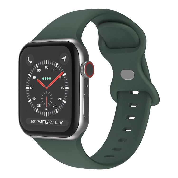 Bracelet de montre en silicone à boucle papillon, taille : L pour Apple Watch Series 7 41 mm / 6&SE&5&4 40 mm / 3&2&1 38 mm