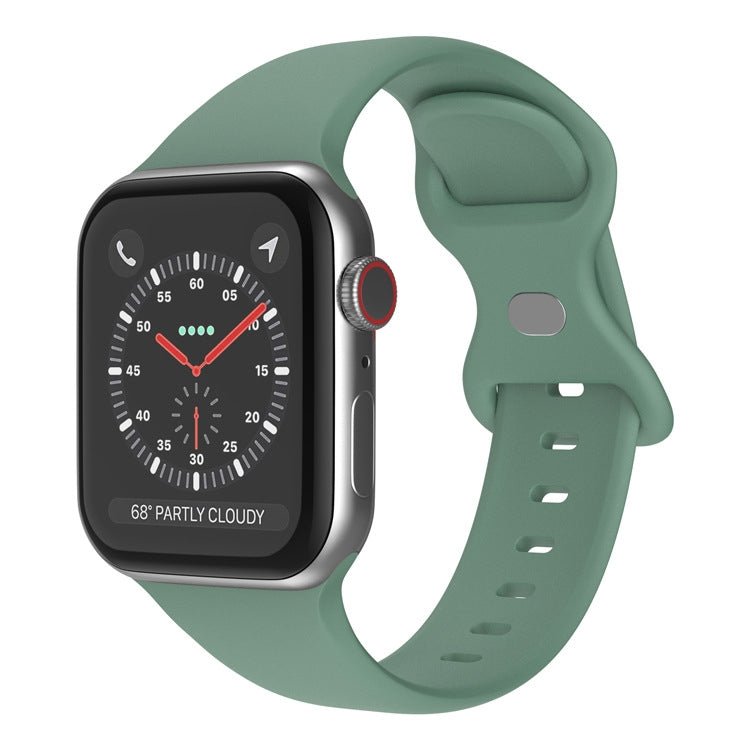 Bracelet de montre en silicone à boucle papillon, taille : L pour Apple Watch Series 7 41 mm / 6&SE&5&4 40 mm / 3&2&1 38 mm