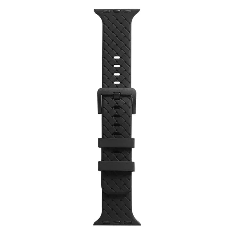 Bracelet de montre en silicone à texture tressée pour Apple Watch Series, 7 41 mm / 6&SE&5&4 40 mm / 3&2&1 38 mm, 7 45 mm / 6&SE&5&4 44 mm / 3&2&1 42 mm