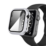 Coque de protection en diamant PC + verre trempé pour Apple Watch Series 3&2&1 38mm, 3&2&1 42mm