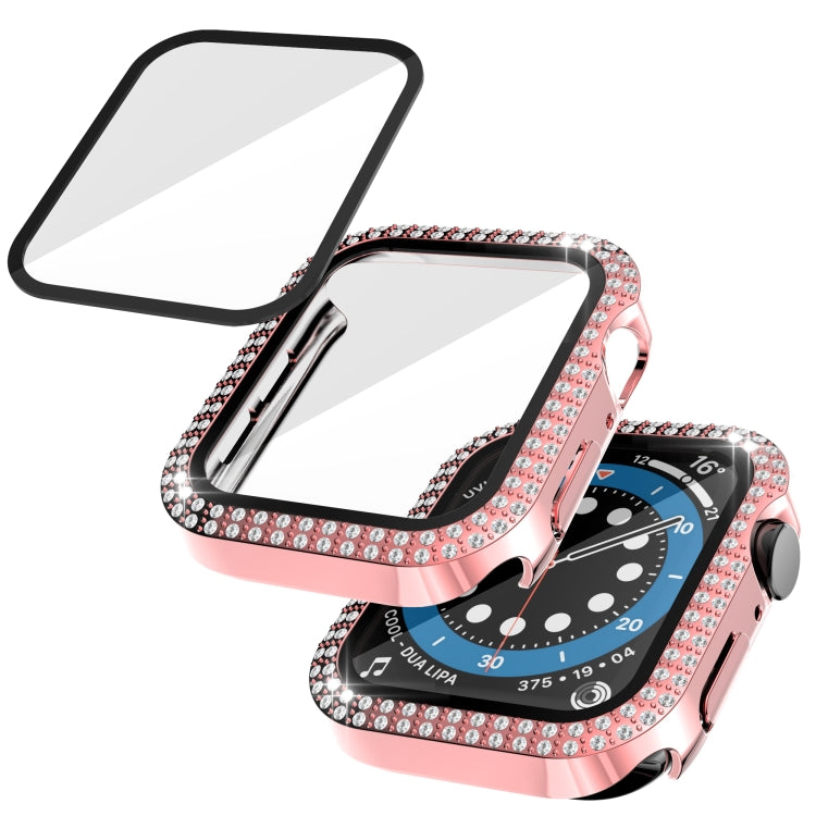 Double-Row Diamond PC+Tempered Glass Watch Case For Apple Watch Series, 3&2&1 38mm, 3&2&1 42mm