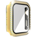Boîtier de montre diamant à double rangée en PC+verre trempé pour Apple Watch Series, 3&2&1 38mm, 3&2&1 42mm