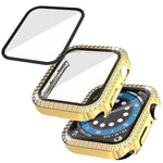 Boîtier de montre diamant à double rangée en PC+verre trempé pour Apple Watch Series, 3&2&1 38mm, 3&2&1 42mm
