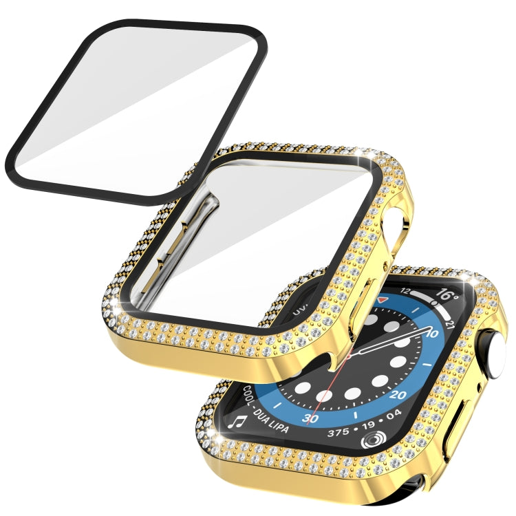 Boîtier de montre diamant à double rangée en PC+verre trempé pour Apple Watch Series, 3&2&1 38mm, 3&2&1 42mm