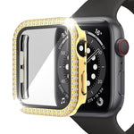 Boîtier de montre diamant à double rangée en PC+verre trempé pour Apple Watch Series, 3&2&1 38mm, 3&2&1 42mm