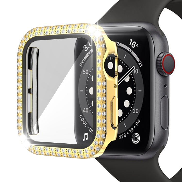 Boîtier de montre diamant à double rangée en PC+verre trempé pour Apple Watch Series, 3&2&1 38mm, 3&2&1 42mm