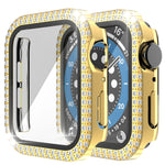 Boîtier de montre diamant à double rangée en PC+verre trempé pour Apple Watch Series, 3&2&1 38mm, 3&2&1 42mm