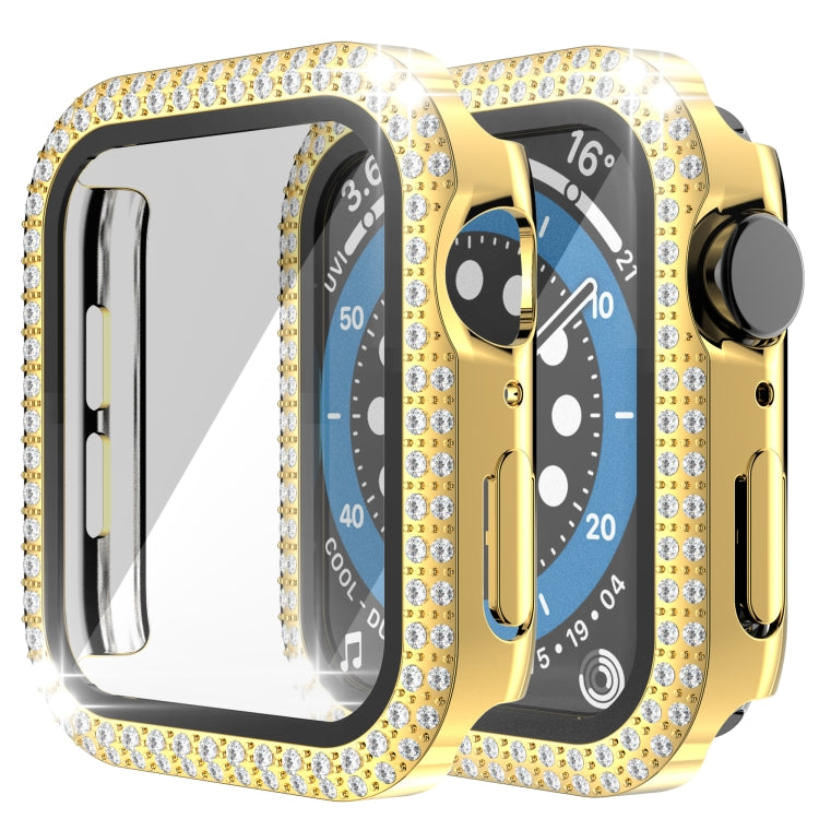 Boîtier de montre diamant à double rangée en PC+verre trempé pour Apple Watch Series, 3&2&1 38mm, 3&2&1 42mm
