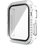 Boîtier de montre diamant à double rangée en PC+verre trempé pour Apple Watch Series, 3&2&1 38mm, 3&2&1 42mm
