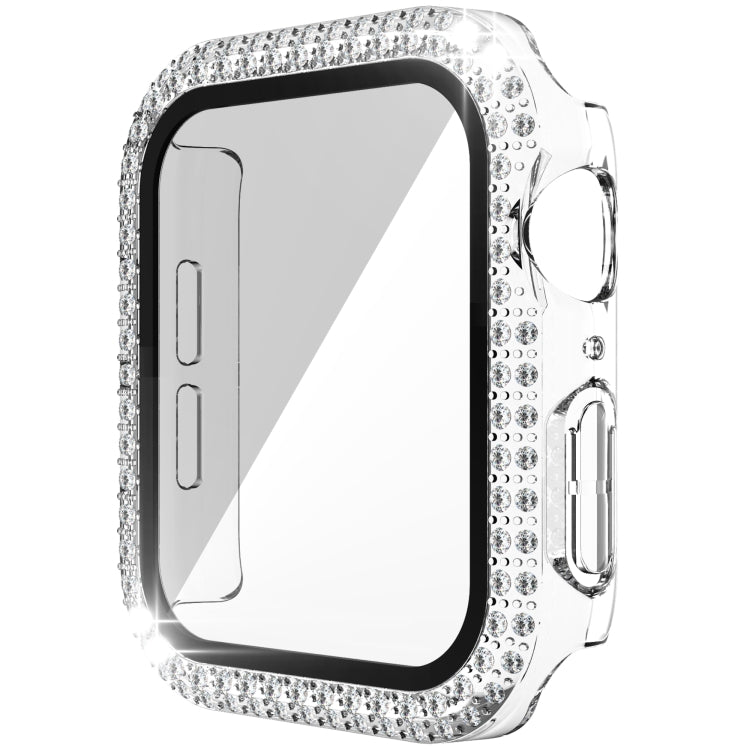 Boîtier de montre diamant à double rangée en PC+verre trempé pour Apple Watch Series, 3&2&1 38mm, 3&2&1 42mm
