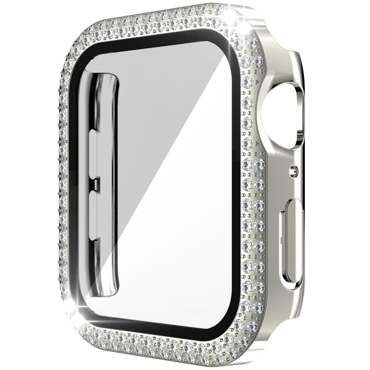 Boîtier de montre diamant à double rangée en PC+verre trempé pour Apple Watch Series, 3&2&1 38mm, 3&2&1 42mm