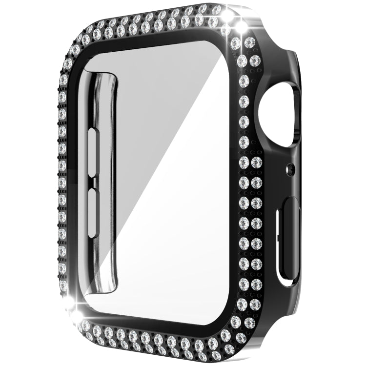 Boîtier de montre diamant à double rangée en PC+verre trempé pour Apple Watch Series, 3&2&1 38mm, 3&2&1 42mm