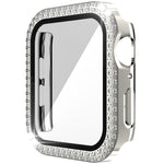 Boîtier de montre diamant à double rangée en PC+verre trempé pour Apple Watch Series, 3&2&1 38mm, 3&2&1 42mm