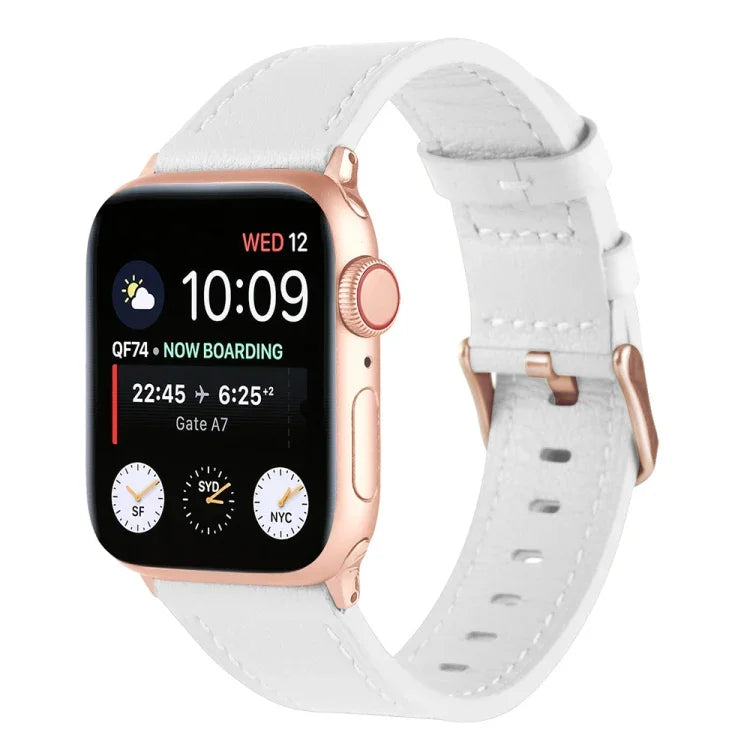 Bracelet de montre en cuir véritable Small Waist pour Apple Watch Series, 7 41mm / 6&SE&5&4 40mm / 3&2&1 38mm, 7 45mm / 6&SE&5&4 44mm / 3&2&1 42mm