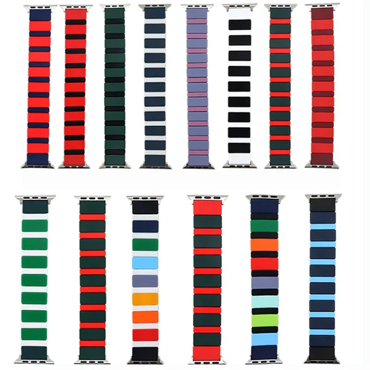 Bracelet de montre en silicone à épissure pour Apple Watch Series, 7 41mm / 6&SE&5&4 40mm / 3&2&1 38mm, 7 45mm / 6&SE&5&4 44mm / 3&2&1 42mm