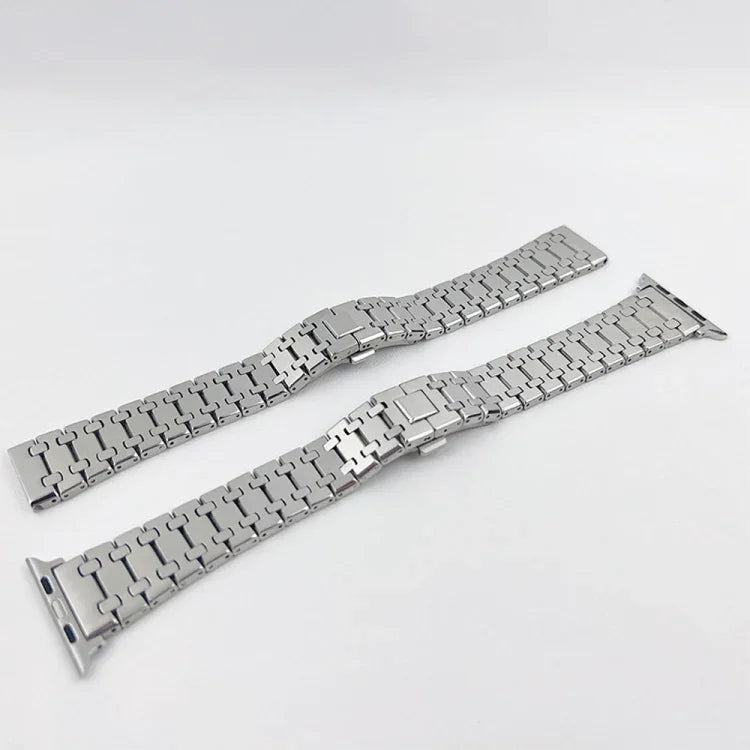 Oak Three Strains Metal Watchband For Apple Watch Series, 7 41mm / 6&SE&5&4 40mm / 3&2&1 38mm, 7 45mm / 6&SE&5&4 44mm / 3&2&1 42mm