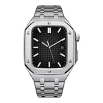 Bracelet de montre en métal et chêne intégré + boîtier de montre pour Apple Watch Series, pour Apple Watch Series 6&SE&5&4 44mm